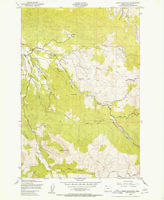 Classic USGS Green Mountain Oregon 7.5'x7.5' Topo Map Image
