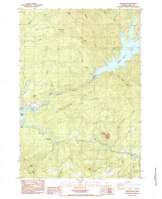Classic USGS Green Peter Oregon 7.5'x7.5' Topo Map Image