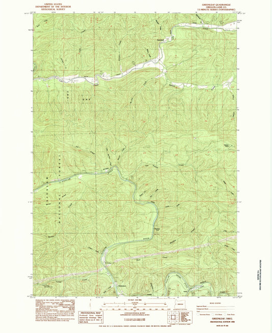 Classic USGS Greenleaf Oregon 7.5'x7.5' Topo Map Image