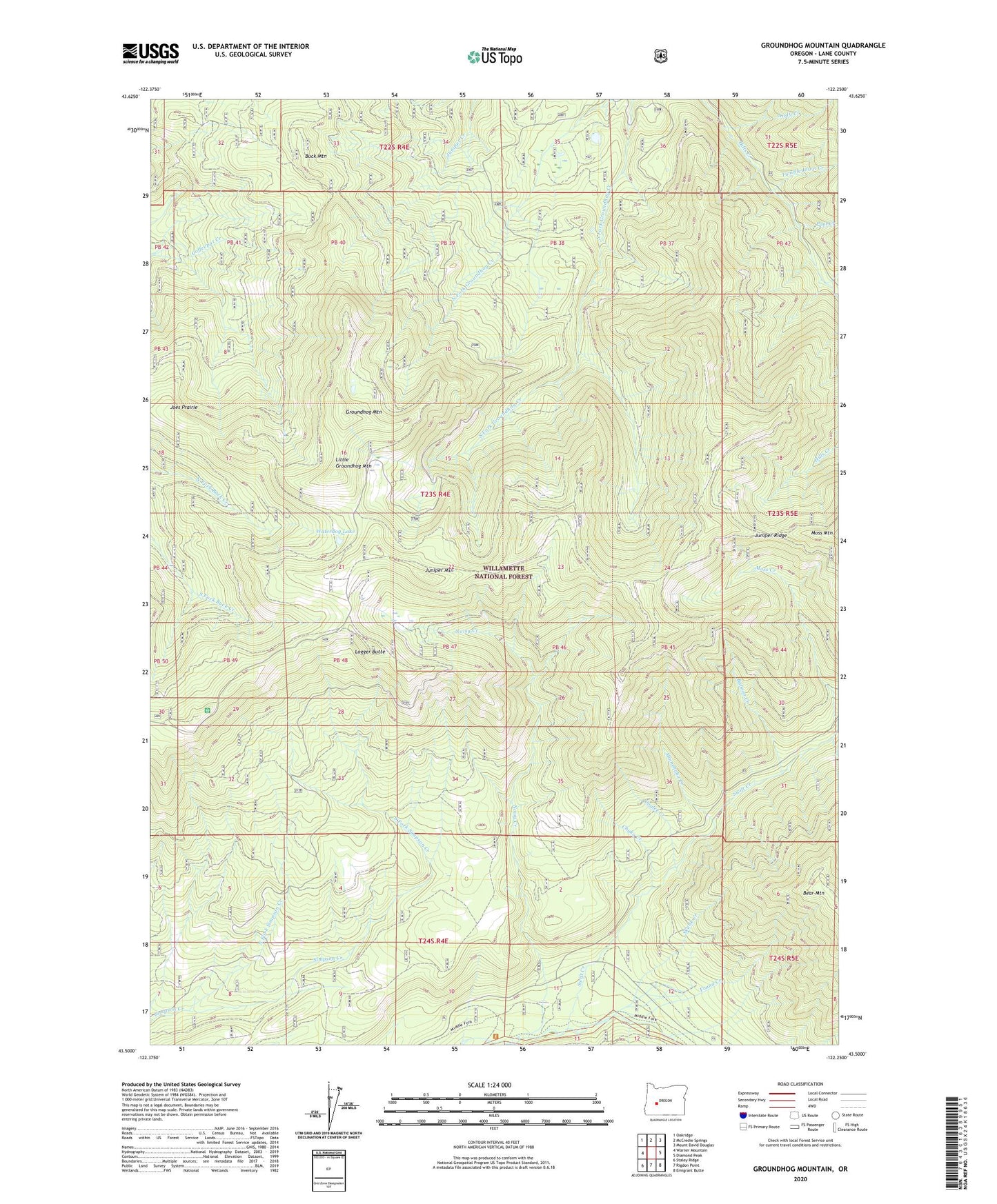 Groundhog Mountain Oregon US Topo Map Image