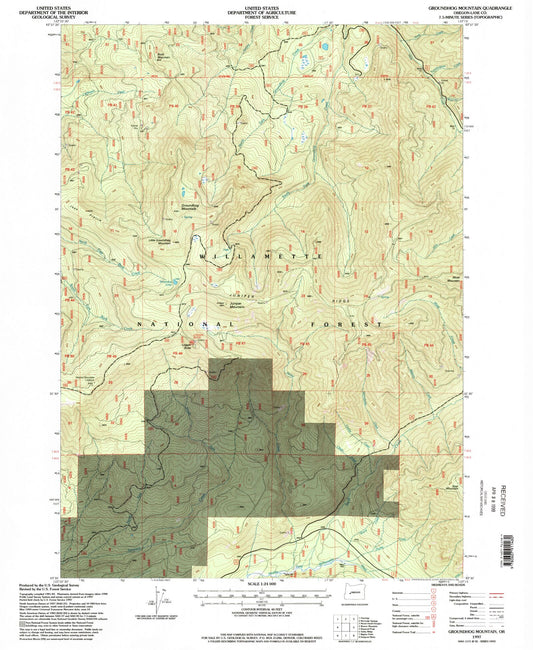 Classic USGS Groundhog Mountain Oregon 7.5'x7.5' Topo Map Image