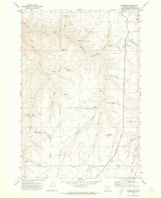 Classic USGS Gwendolen Oregon 7.5'x7.5' Topo Map Image