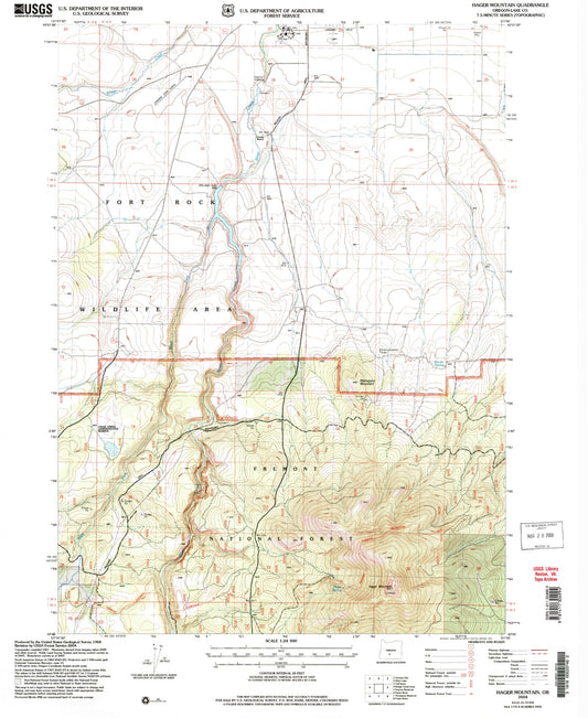 Classic USGS Hager Mountain Oregon 7.5'x7.5' Topo Map Image
