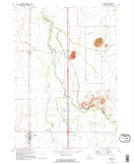 Classic USGS Halsey Oregon 7.5'x7.5' Topo Map Image