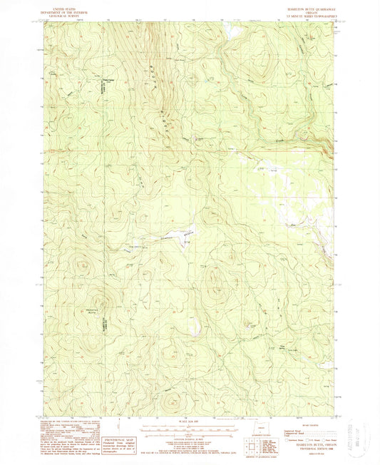 Classic USGS Hamelton Butte Oregon 7.5'x7.5' Topo Map Image
