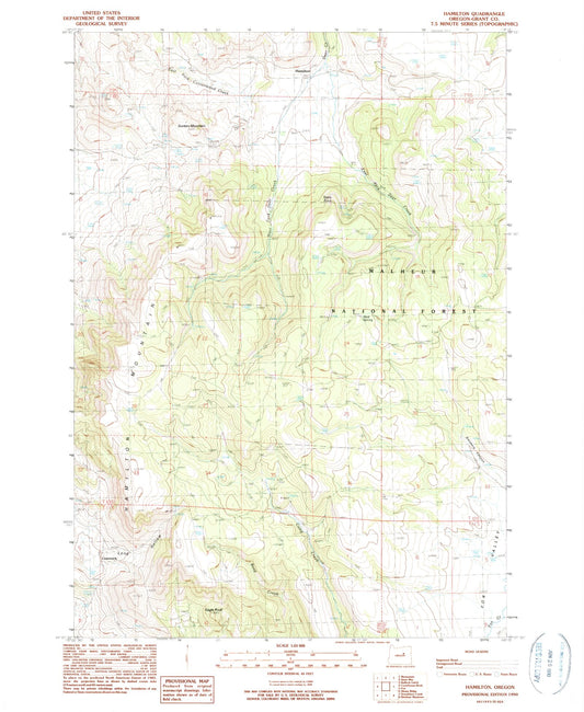 Classic USGS Hamilton Oregon 7.5'x7.5' Topo Map Image