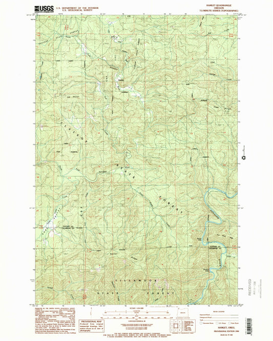 Classic USGS Hamlet Oregon 7.5'x7.5' Topo Map Image