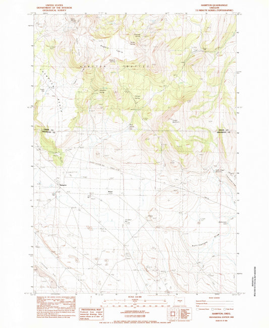 Classic USGS Hampton Oregon 7.5'x7.5' Topo Map Image