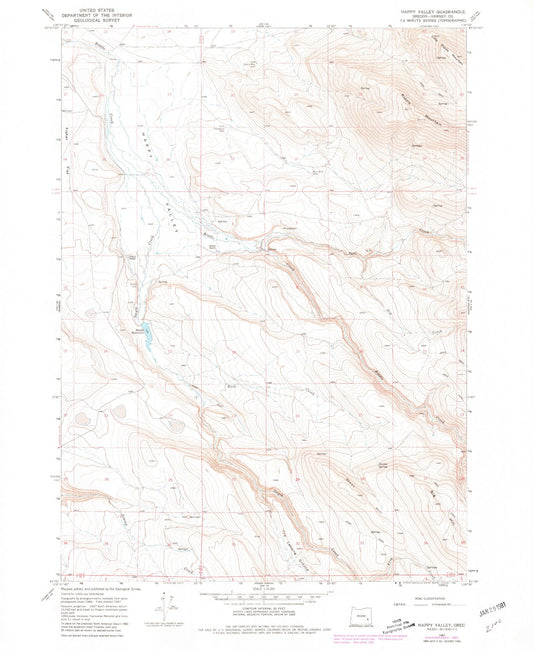 Classic USGS Happy Valley Oregon 7.5'x7.5' Topo Map Image