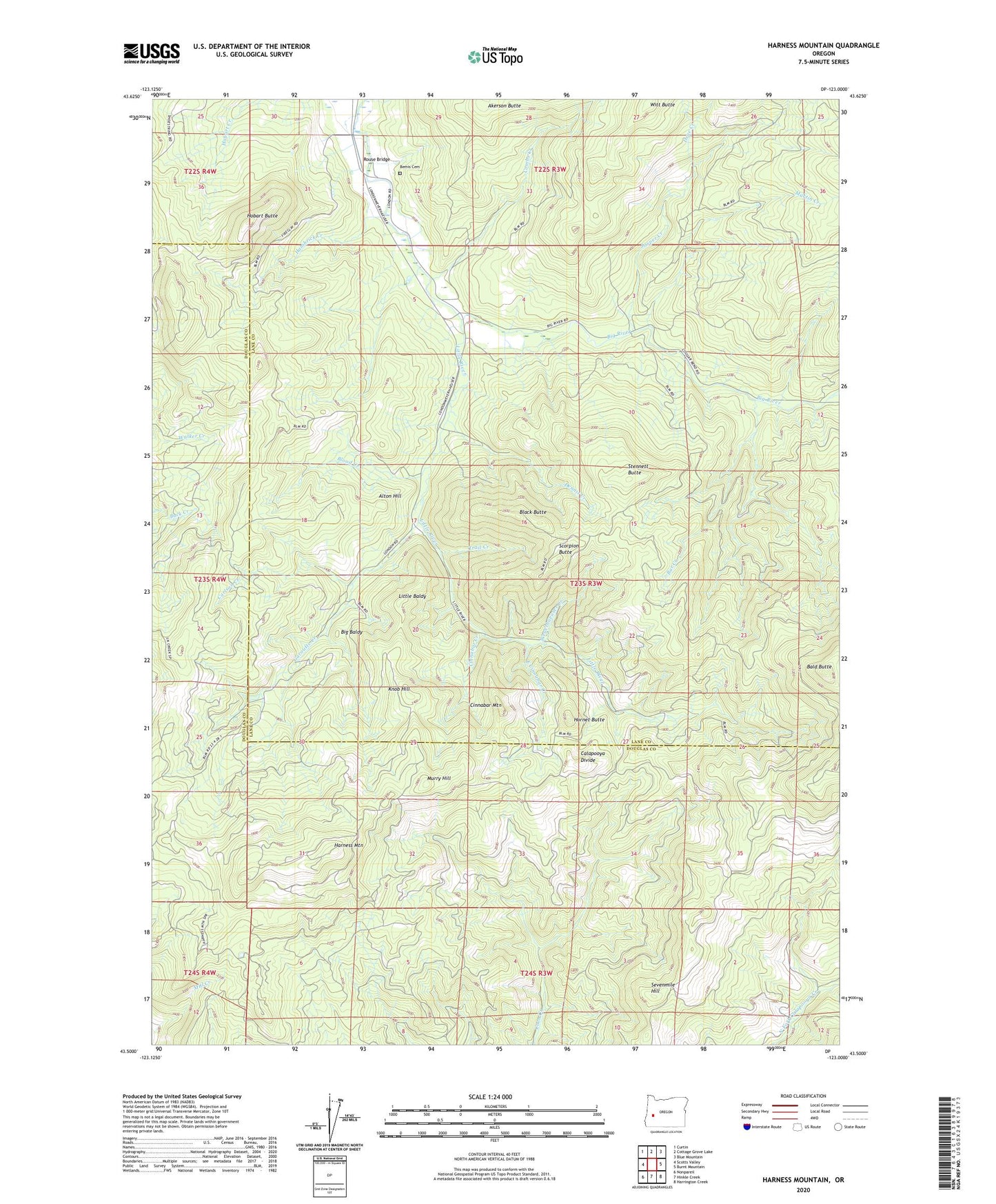 Harness Mountain Oregon US Topo Map Image