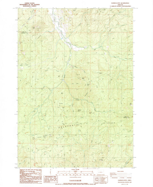 Classic USGS Harness Mountain Oregon 7.5'x7.5' Topo Map Image