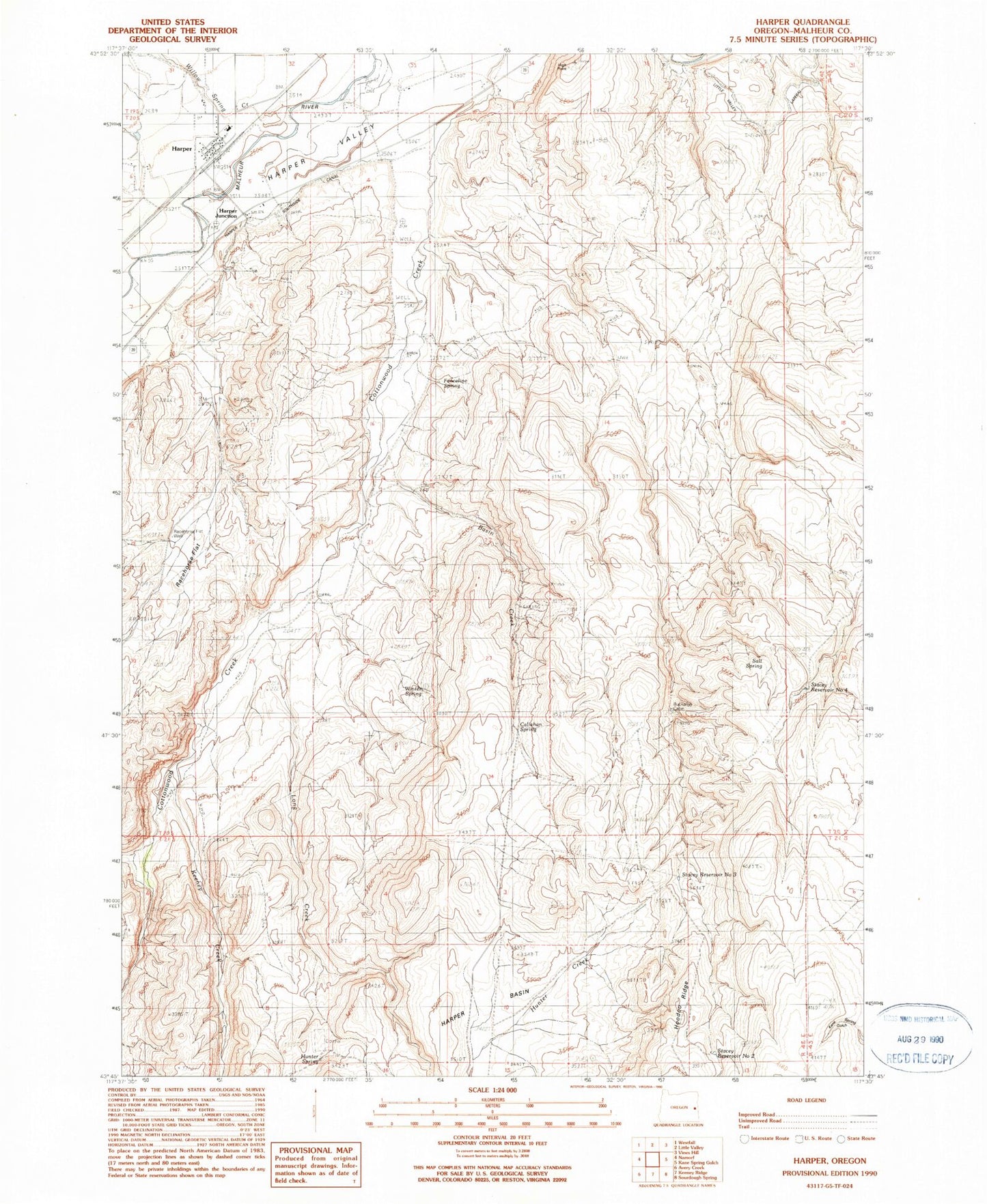 Classic USGS Harper Oregon 7.5'x7.5' Topo Map Image