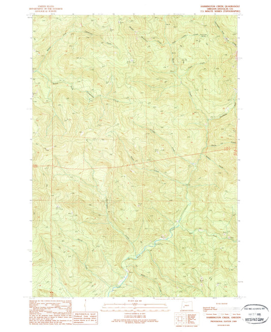 Classic USGS Harrington Creek Oregon 7.5'x7.5' Topo Map Image