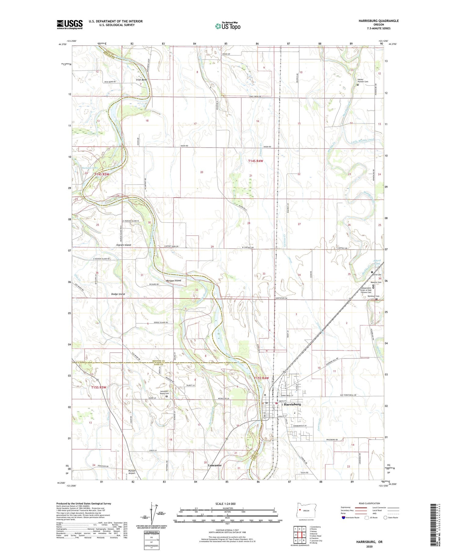 Harrisburg Oregon US Topo Map Image