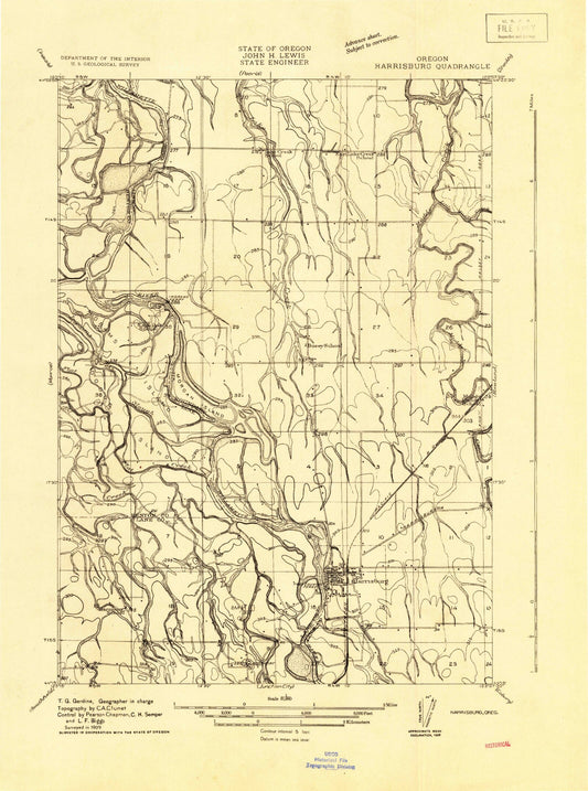 Classic USGS Harrisburg Oregon 7.5'x7.5' Topo Map Image