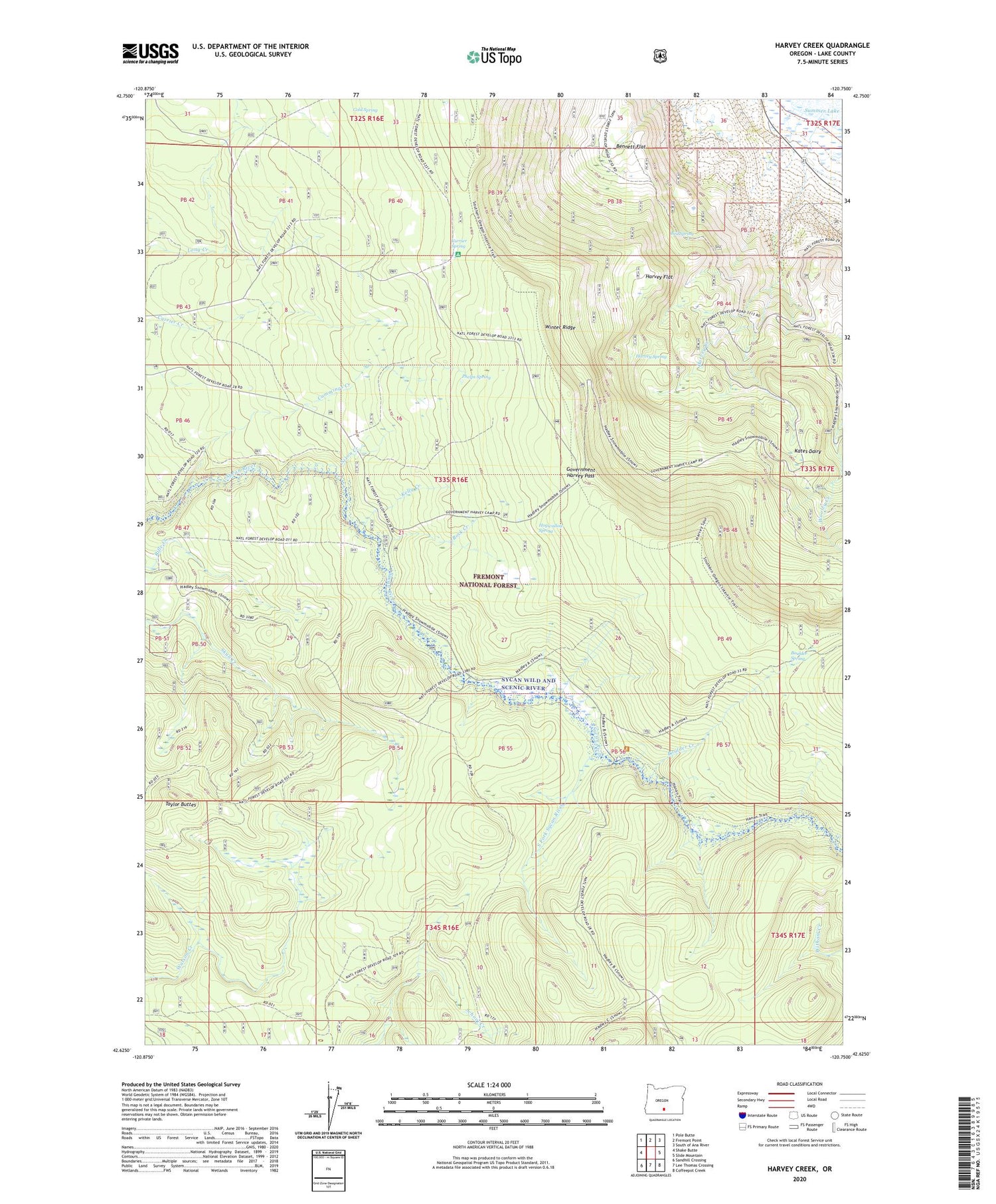 Harvey Creek Oregon US Topo Map Image