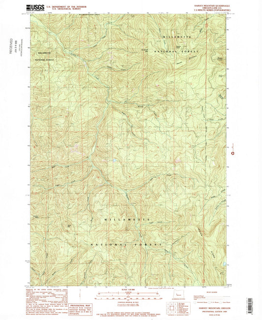Classic USGS Harvey Mountain Oregon 7.5'x7.5' Topo Map Image