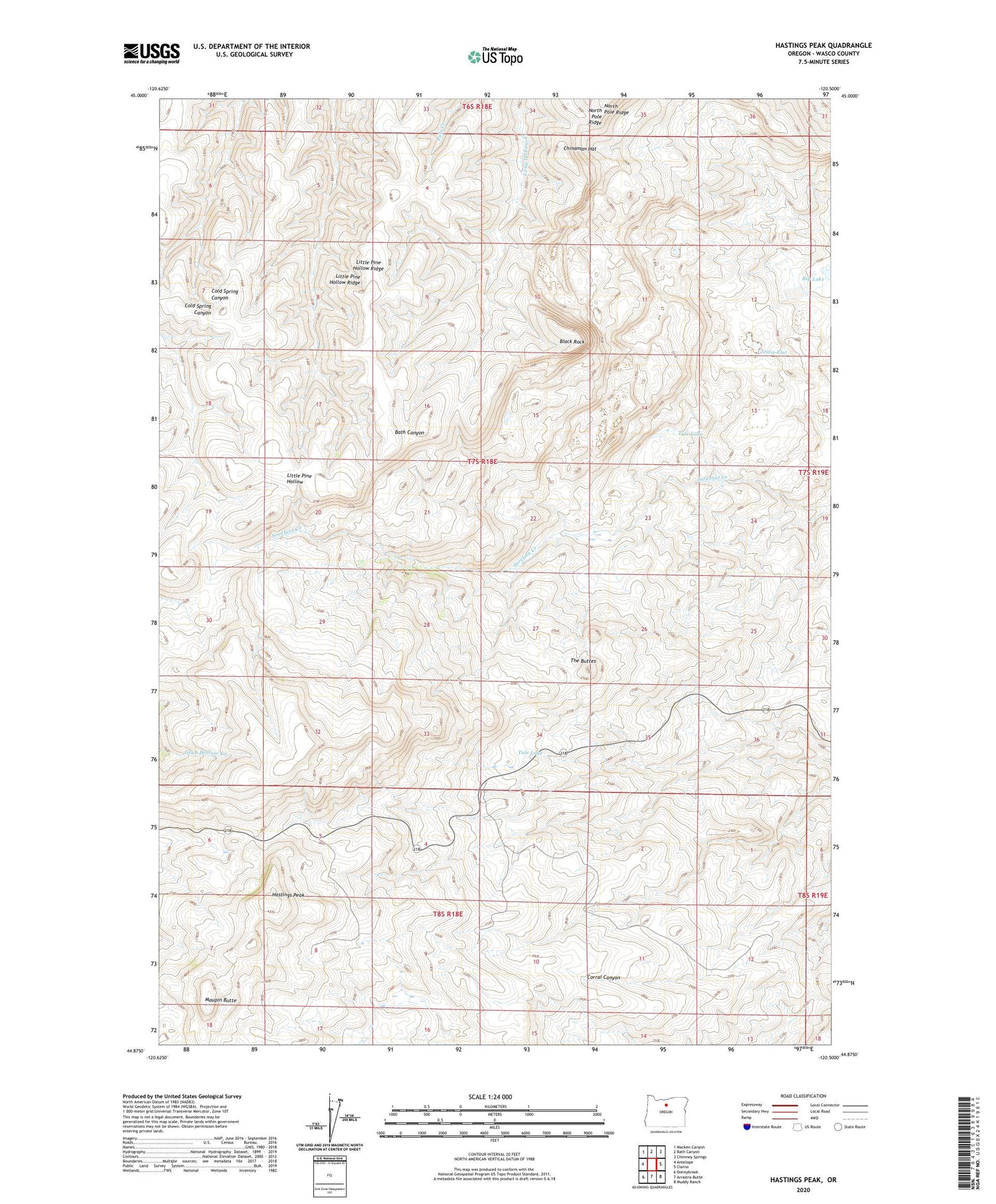 Hastings Peak Oregon US Topo Map Image