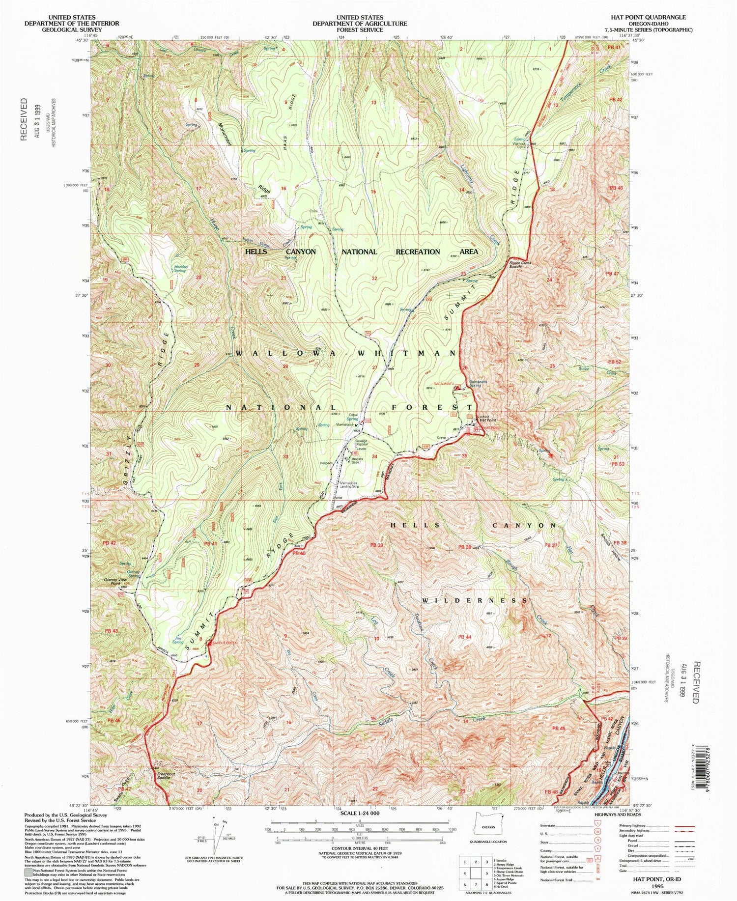 Classic USGS Hat Point Oregon 7.5'x7.5' Topo Map Image