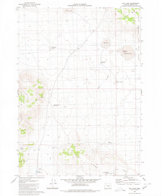 Classic USGS Hay Lake Oregon 7.5'x7.5' Topo Map Image