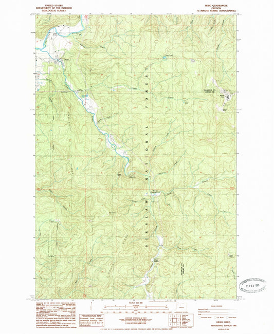 Classic USGS Hebo Oregon 7.5'x7.5' Topo Map Image