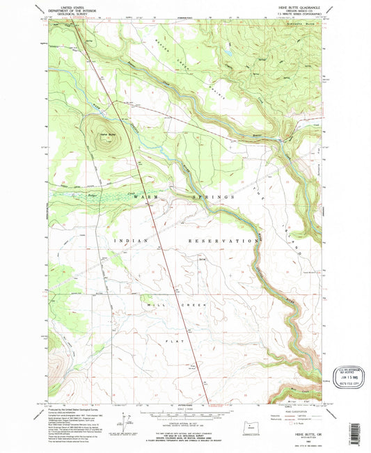 Classic USGS Hehe Butte Oregon 7.5'x7.5' Topo Map Image