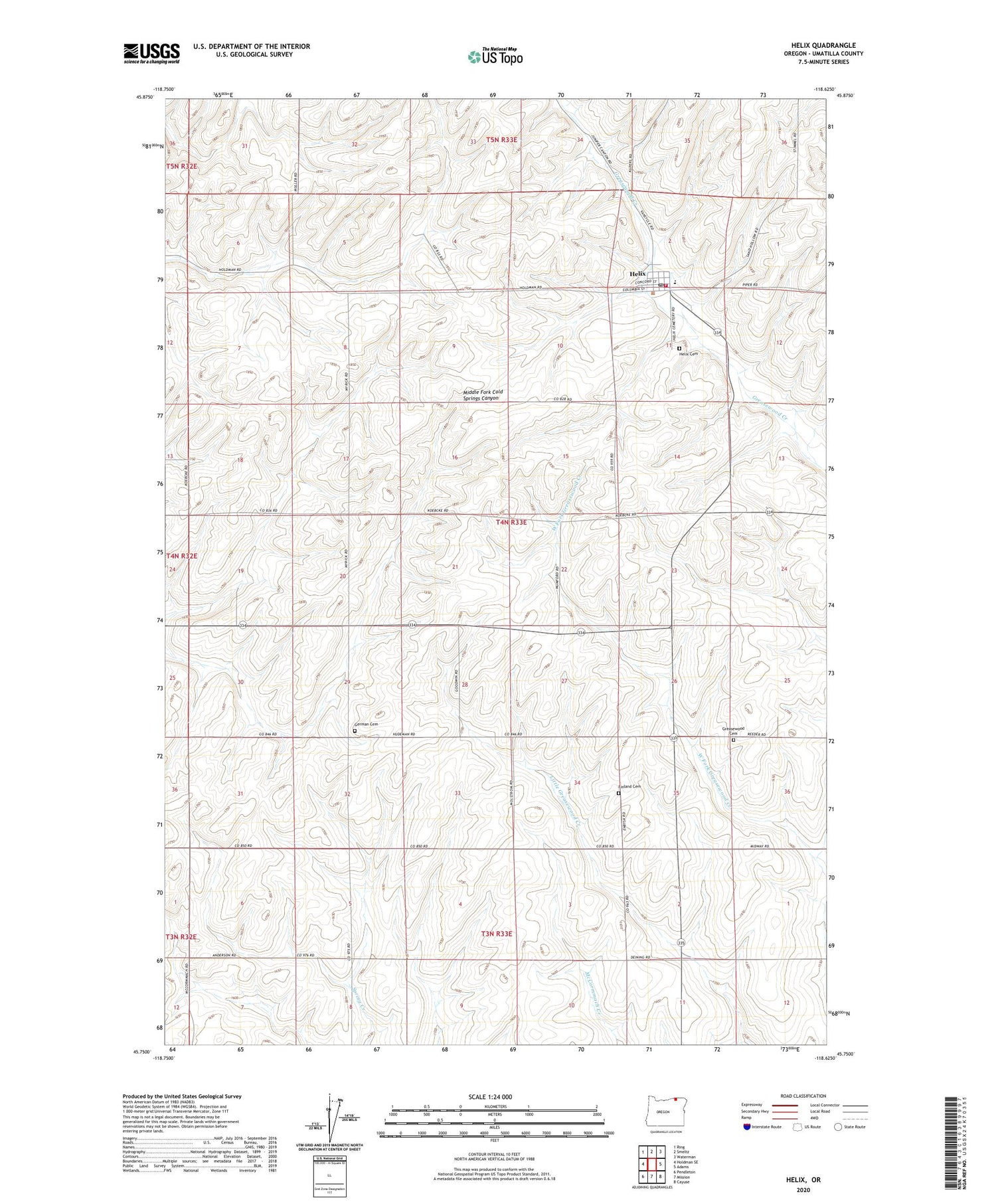 Helix Oregon US Topo Map Image