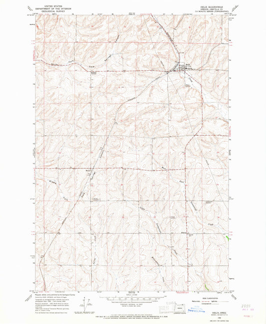 Classic USGS Helix Oregon 7.5'x7.5' Topo Map Image