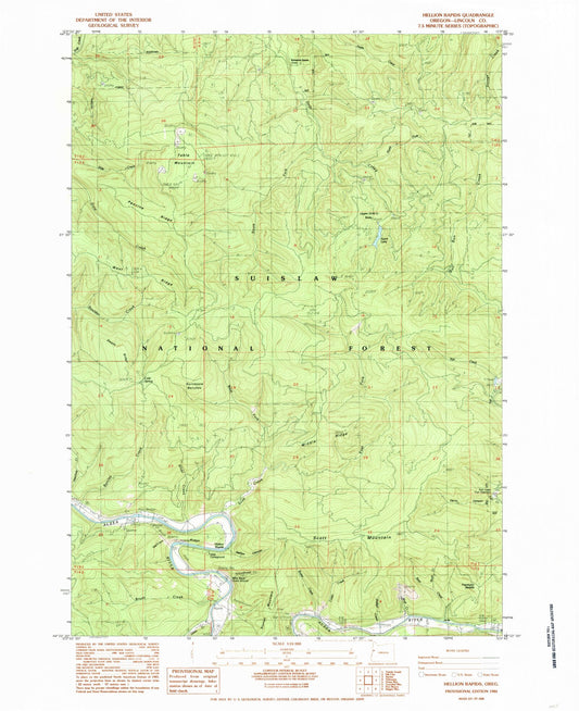 Classic USGS Hellion Rapids Oregon 7.5'x7.5' Topo Map Image