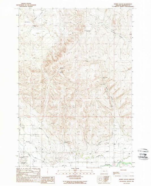 Classic USGS Henry Gulch Oregon 7.5'x7.5' Topo Map Image