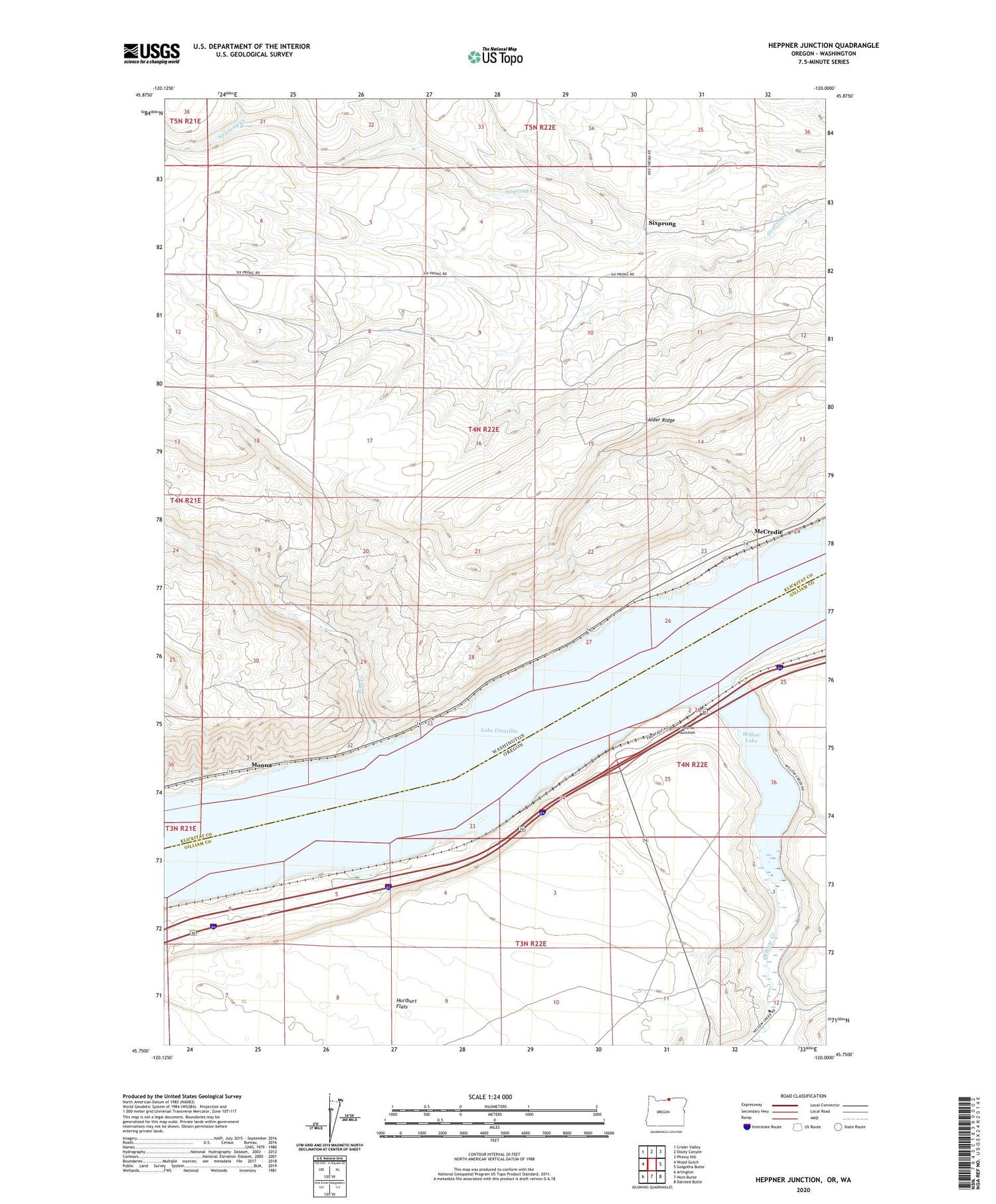 Heppner Junction Oregon US Topo Map Image