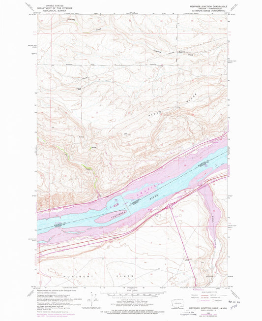 Classic USGS Heppner Junction Oregon 7.5'x7.5' Topo Map Image