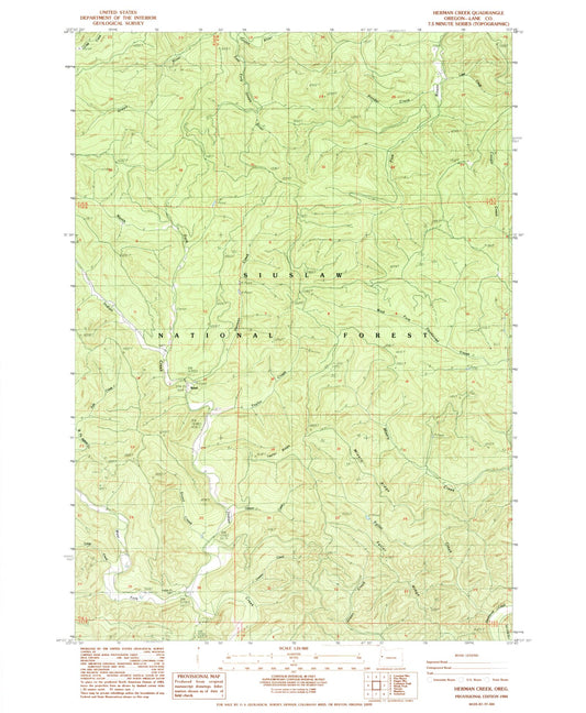 Classic USGS Herman Creek Oregon 7.5'x7.5' Topo Map Image