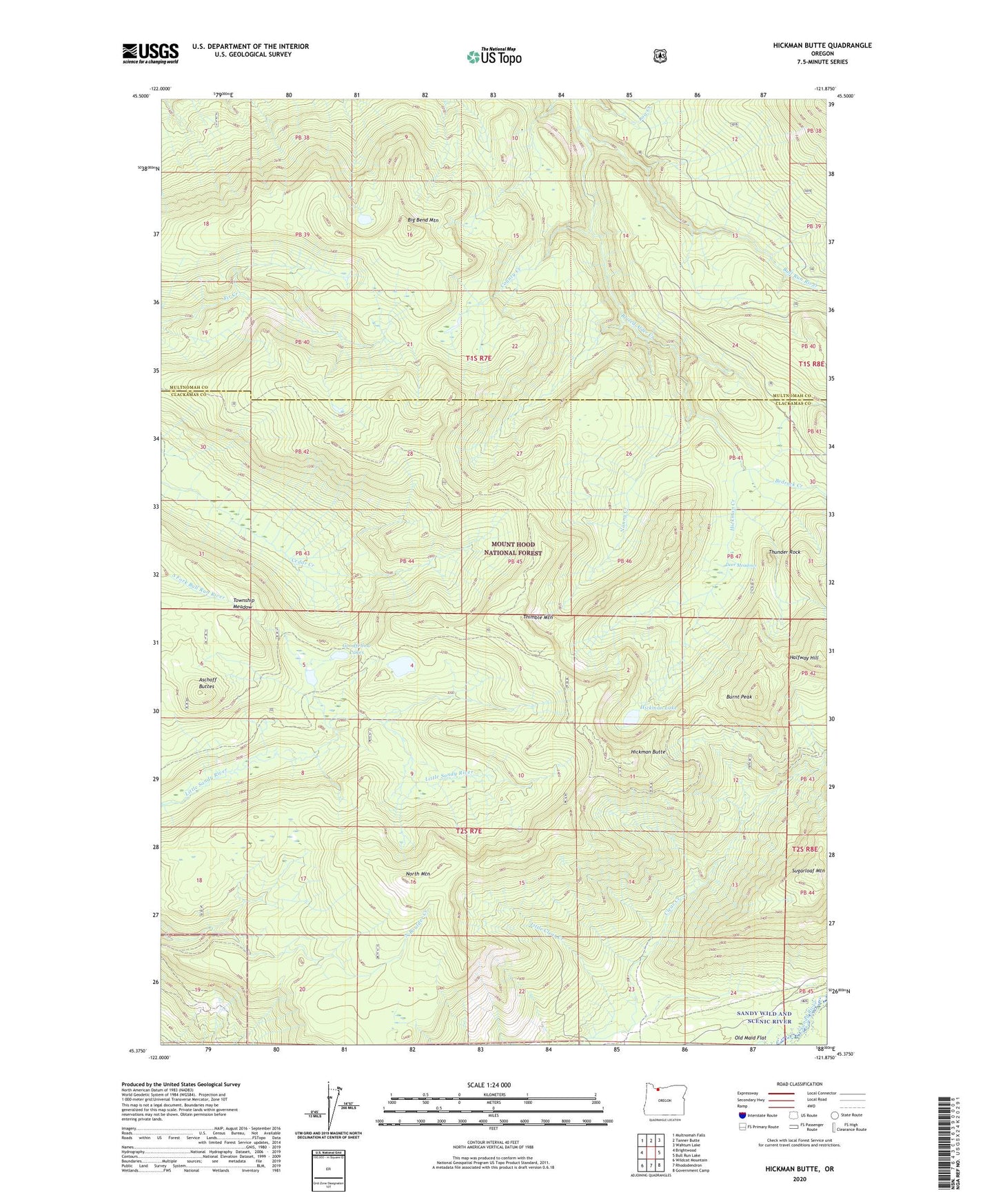Hickman Butte Oregon US Topo Map Image