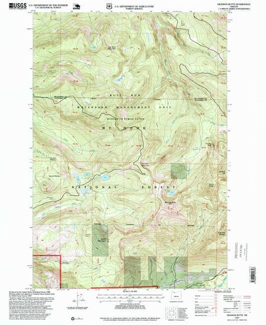 Classic USGS Hickman Butte Oregon 7.5'x7.5' Topo Map Image