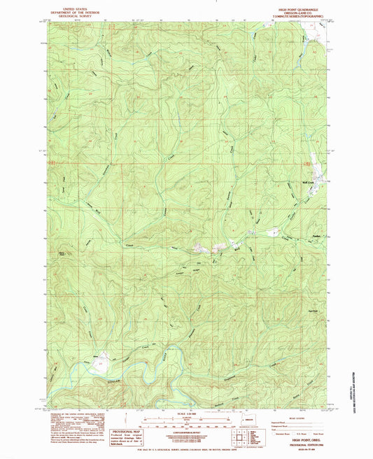 Classic USGS High Point Oregon 7.5'x7.5' Topo Map Image