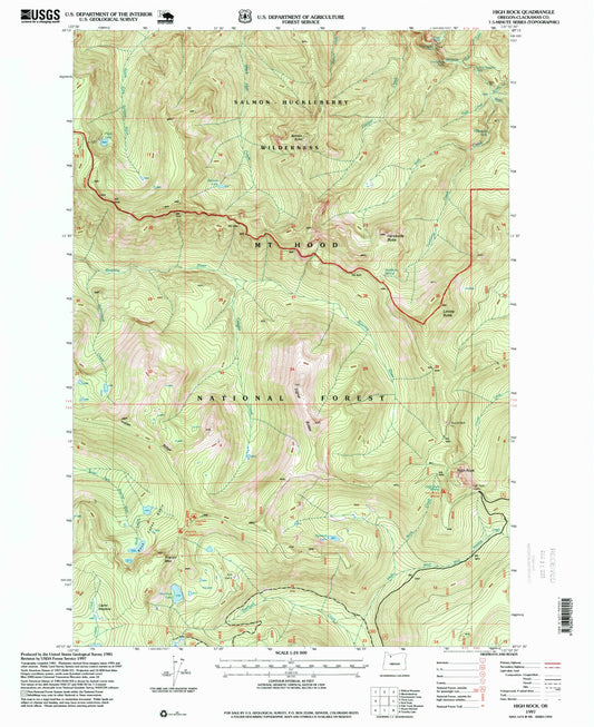 Classic USGS High Rock Oregon 7.5'x7.5' Topo Map Image