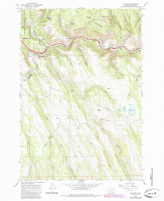 Classic USGS Hilgard Oregon 7.5'x7.5' Topo Map Image