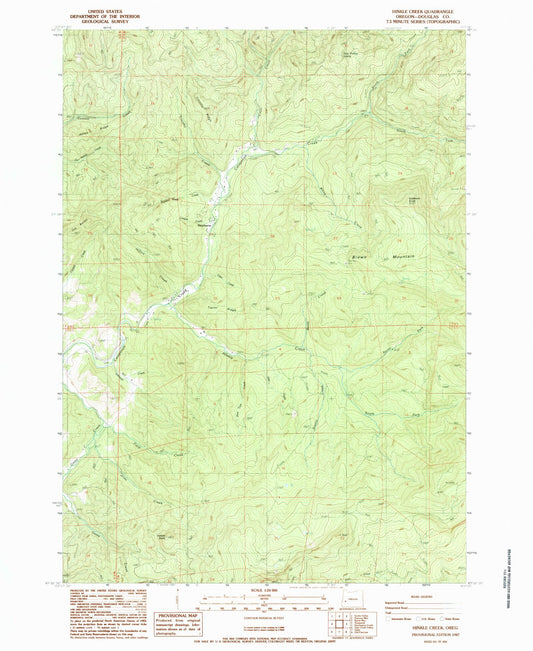 Classic USGS Hinkle Creek Oregon 7.5'x7.5' Topo Map Image
