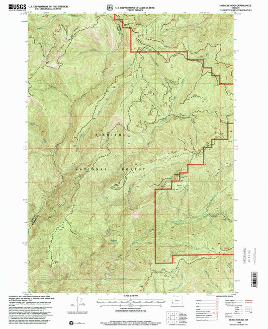 Classic USGS Hobson Horn Oregon 7.5'x7.5' Topo Map Image