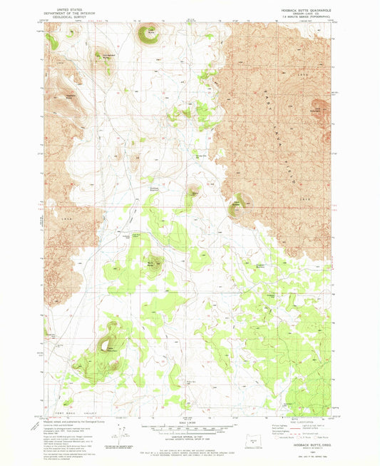 Classic USGS Hogback Butte Oregon 7.5'x7.5' Topo Map Image