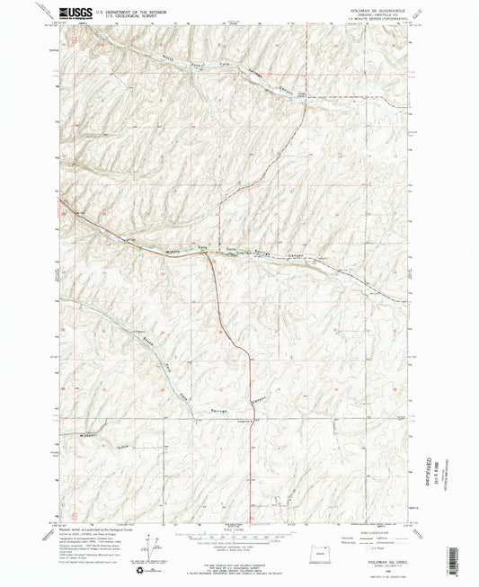 Classic USGS Holdman SE Oregon 7.5'x7.5' Topo Map Image