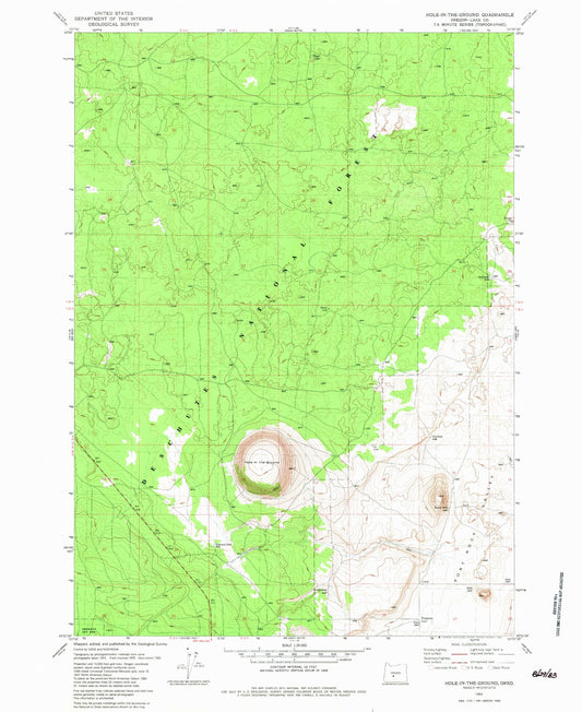 Classic USGS Hole In The Ground Oregon 7.5'x7.5' Topo Map Image