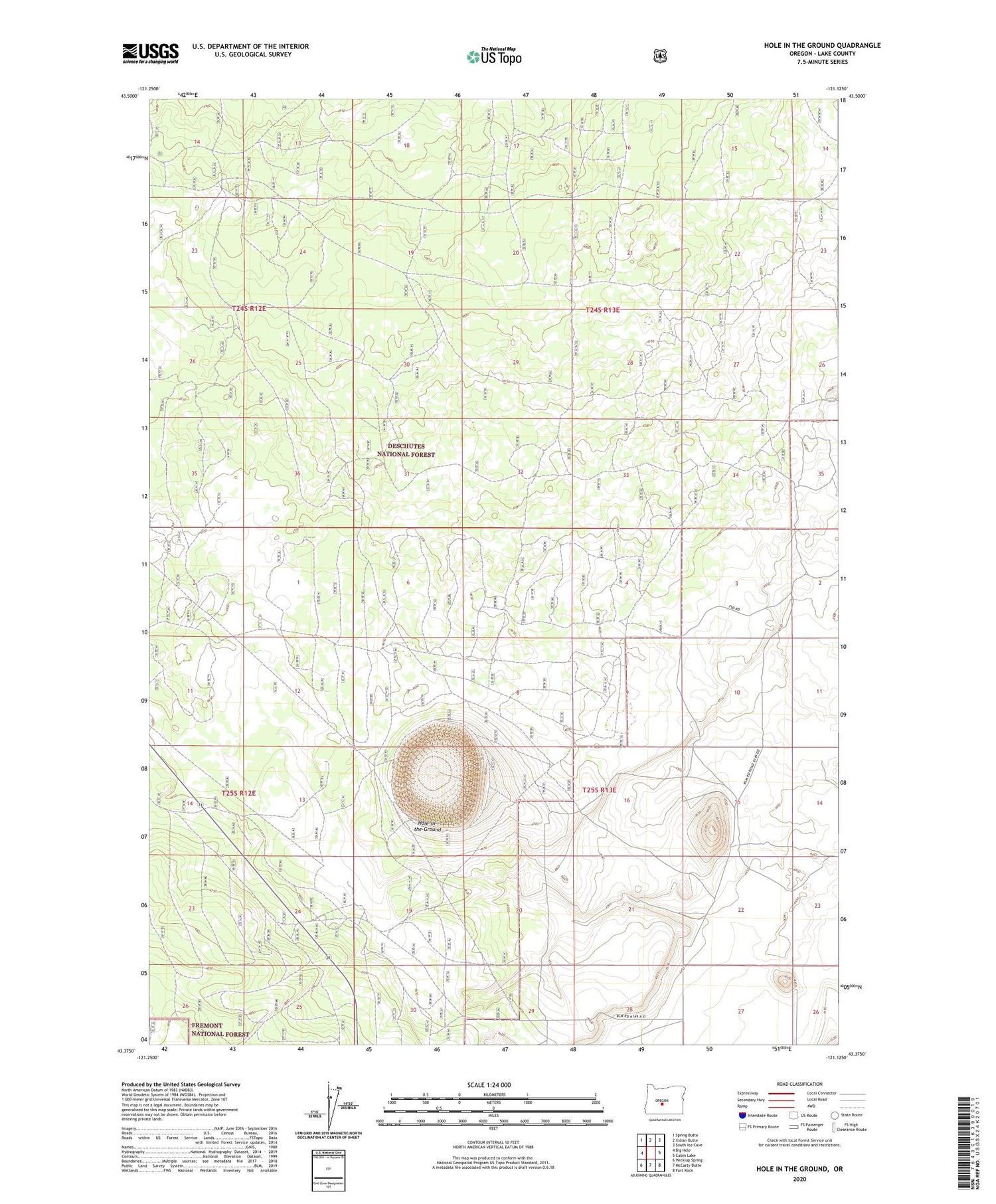 Hole In The Ground Oregon US Topo Map Image
