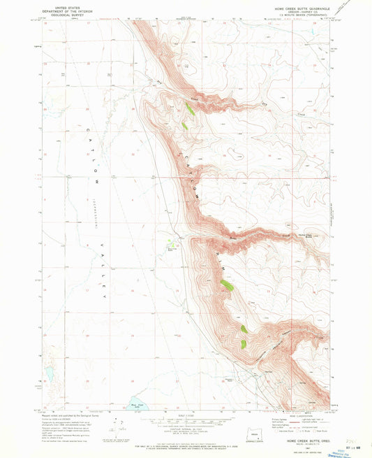 Classic USGS Home Creek Butte Oregon 7.5'x7.5' Topo Map Image