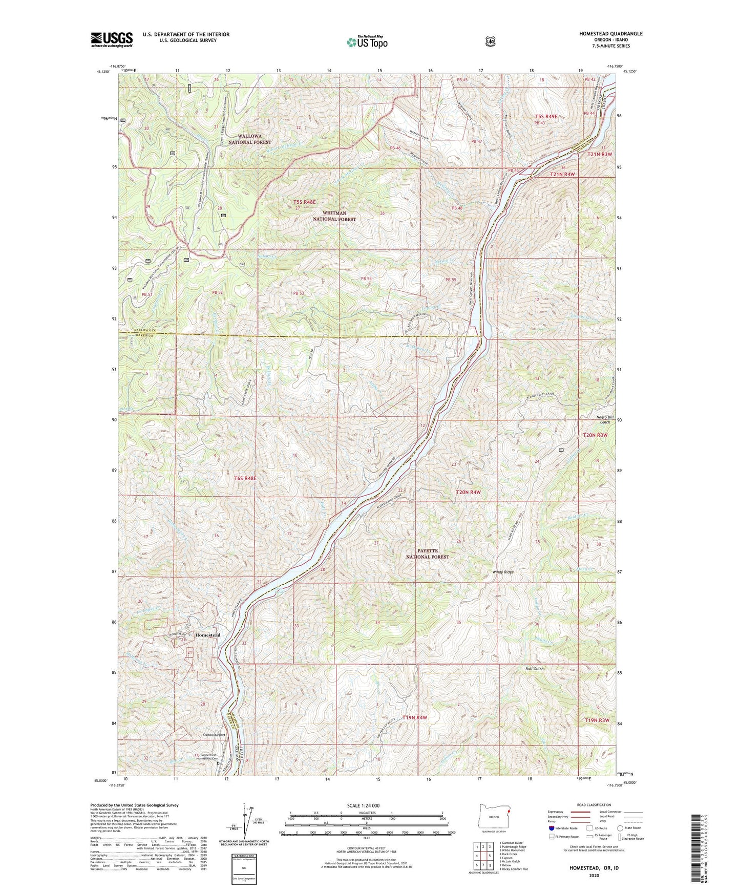 Homestead Oregon US Topo Map Image