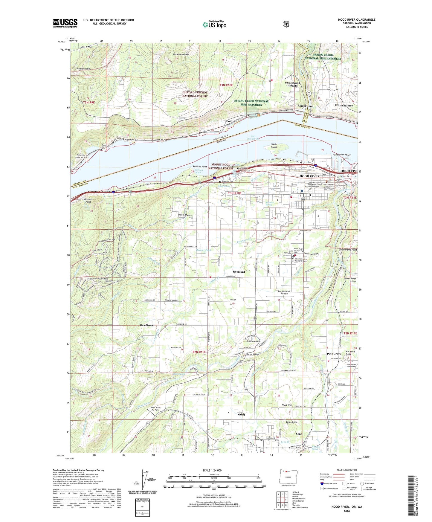 Hood River Oregon US Topo Map Image