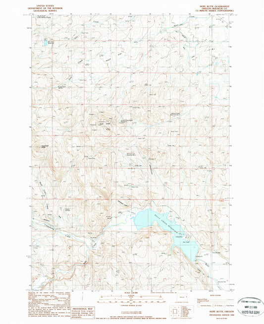 Classic USGS Hope Butte Oregon 7.5'x7.5' Topo Map Image