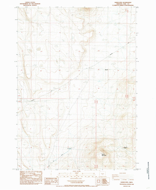 Classic USGS Horse Mountain Oregon 7.5'x7.5' Topo Map Image
