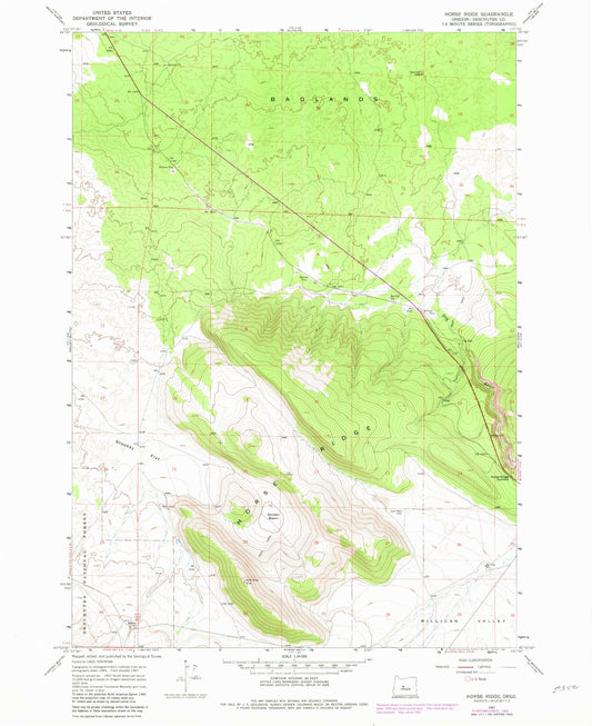 Classic USGS Horse Ridge Oregon 7.5'x7.5' Topo Map Image